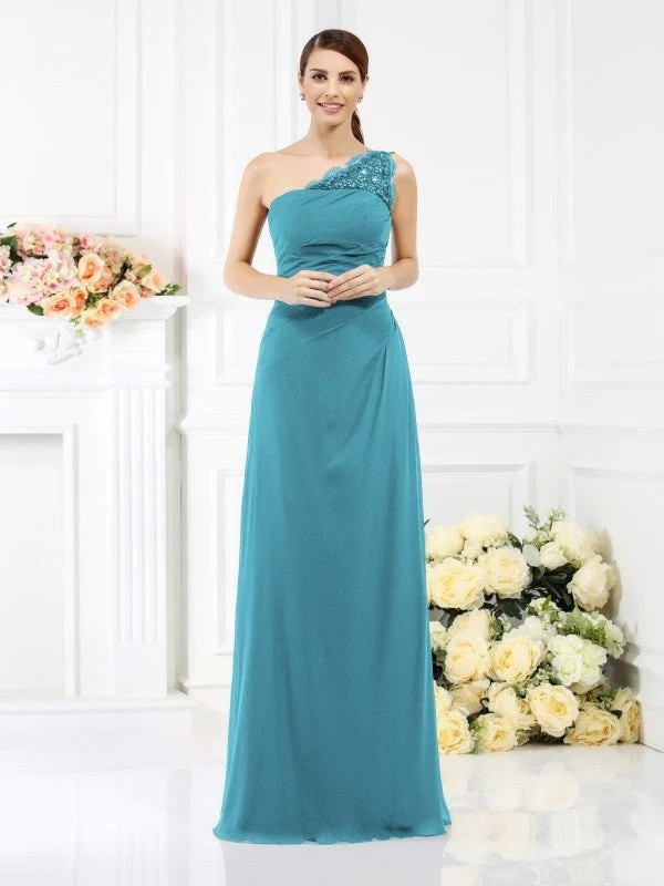 Classy Sleeveless One Shoulders Long Satin Bridesmaid Dresses - Image 3