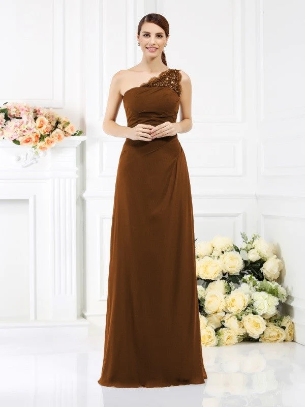 Classy Sleeveless One Shoulders Long Satin Bridesmaid Dresses - Image 4