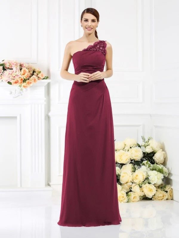 Classy Sleeveless One Shoulders Long Satin Bridesmaid Dresses - Image 5