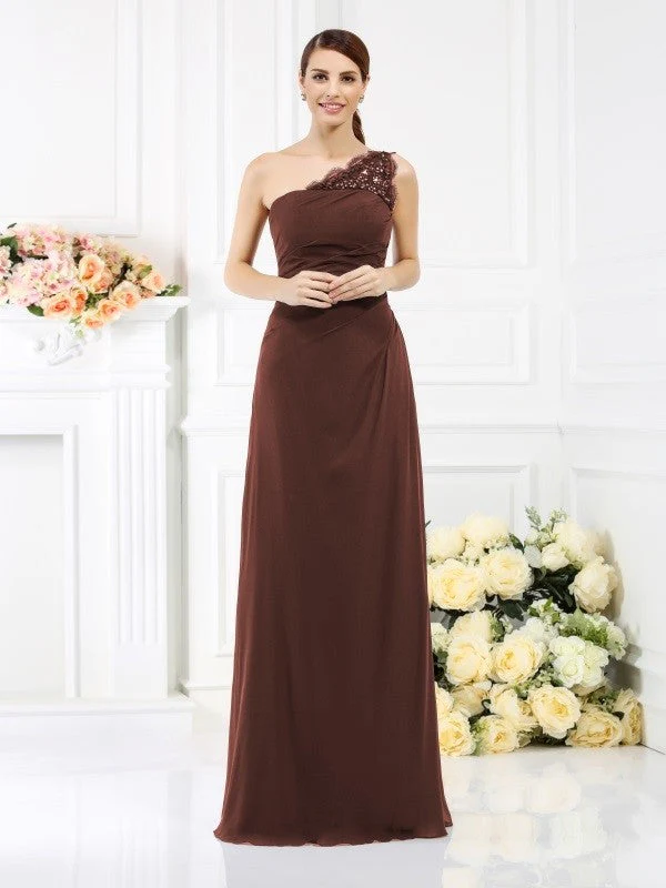 Classy Sleeveless One Shoulders Long Satin Bridesmaid Dresses - Image 6