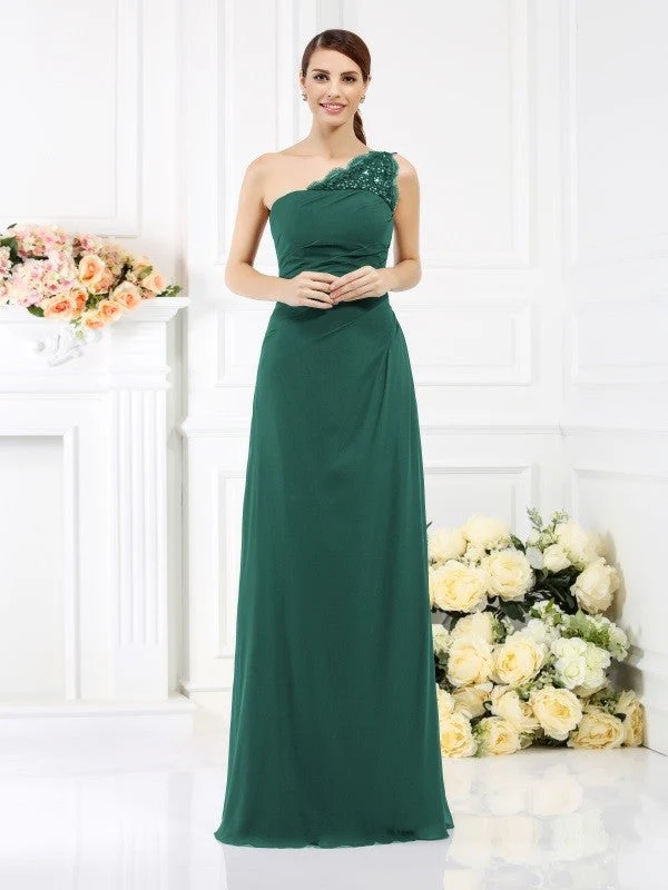 Classy Sleeveless One Shoulders Long Satin Bridesmaid Dresses - Image 7
