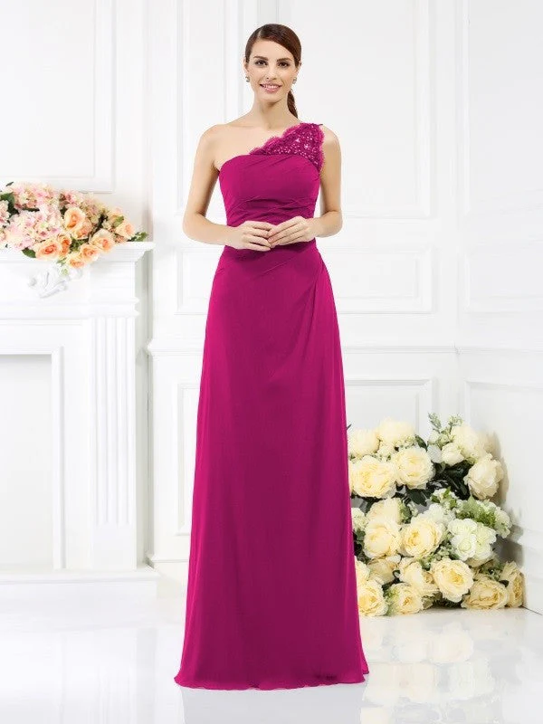 Classy Sleeveless One Shoulders Long Satin Bridesmaid Dresses - Image 9