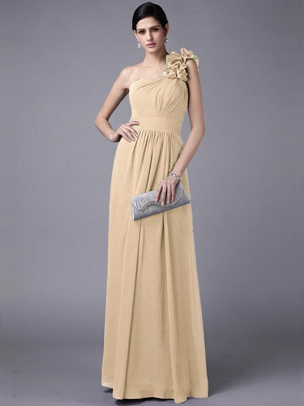 Classy Sleeveless One Shoulders Pleats Long Chiffon Bridesmaid Dresses - Image 6