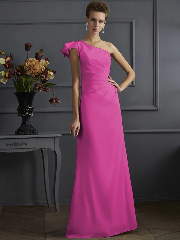 Classy Sleeveless One Shoulders Pleats Long Bridesmaid Dresses - Image 12