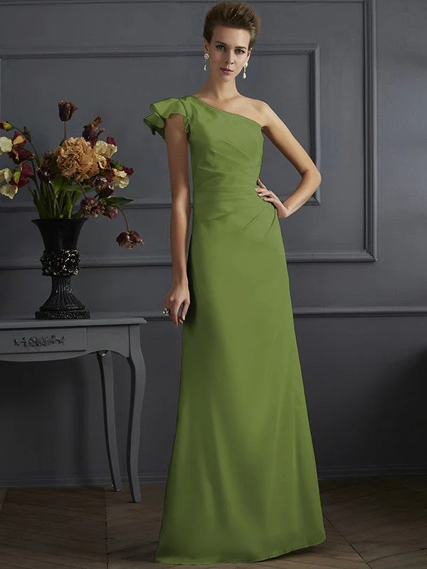 Classy Sleeveless One Shoulders Pleats Long Bridesmaid Dresses - Image 14