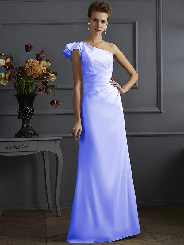 Classy Sleeveless One Shoulders Pleats Long Bridesmaid Dresses - Image 16