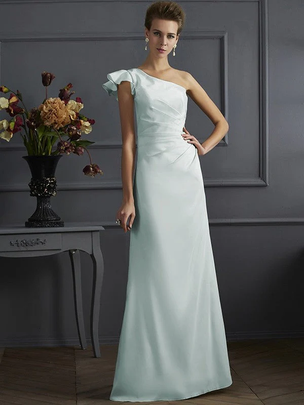 Classy Sleeveless One Shoulders Pleats Long Bridesmaid Dresses - Image 17