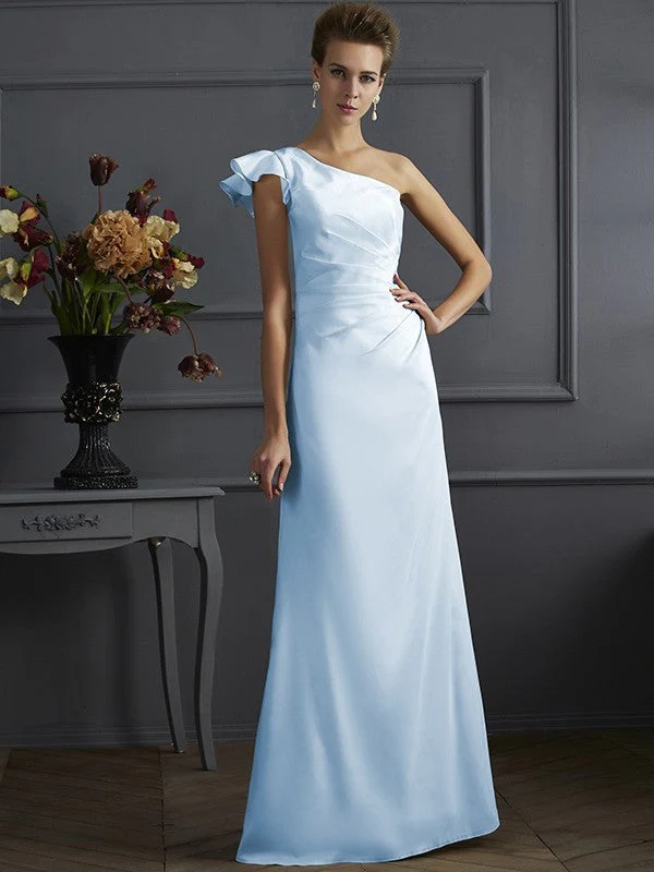 Classy Sleeveless One Shoulders Pleats Long Bridesmaid Dresses - Image 18