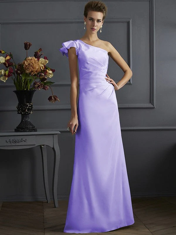 Classy Sleeveless One Shoulders Pleats Long Bridesmaid Dresses - Image 21