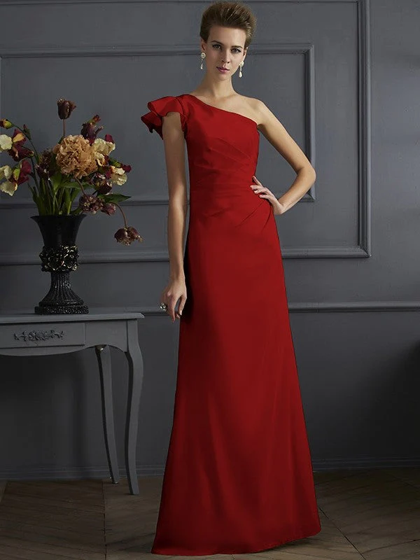 Classy Sleeveless One Shoulders Pleats Long Bridesmaid Dresses - Image 22