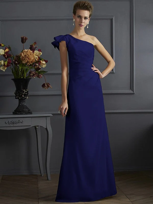 Classy Sleeveless One Shoulders Pleats Long Bridesmaid Dresses - Image 23