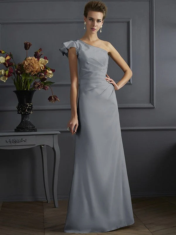 Classy Sleeveless One Shoulders Pleats Long Bridesmaid Dresses - Image 24