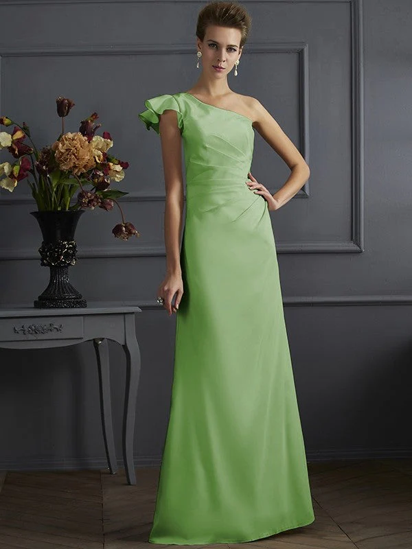 Classy Sleeveless One Shoulders Pleats Long Bridesmaid Dresses - Image 25