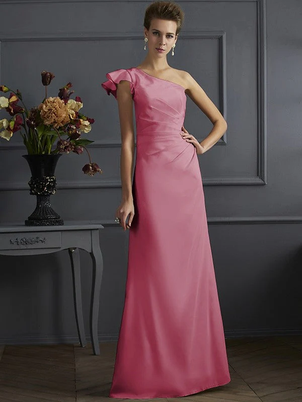 Classy Sleeveless One Shoulders Pleats Long Bridesmaid Dresses - Image 26