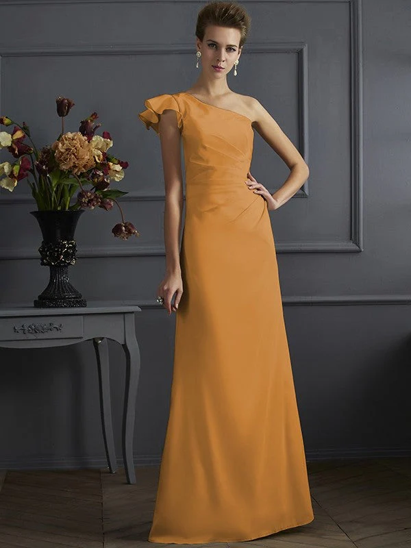 Classy Sleeveless One Shoulders Pleats Long Bridesmaid Dresses - Image 28