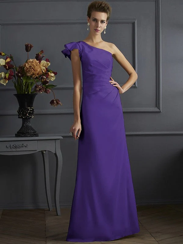 Classy Sleeveless One Shoulders Pleats Long Bridesmaid Dresses - Image 29