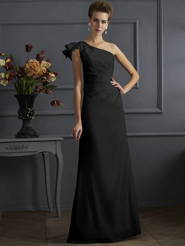 Classy Sleeveless One Shoulders Pleats Long Bridesmaid Dresses - Image 3