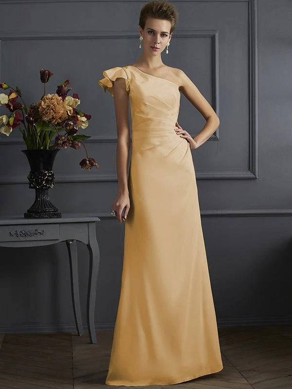 Classy Sleeveless One Shoulders Pleats Long Bridesmaid Dresses - Image 6