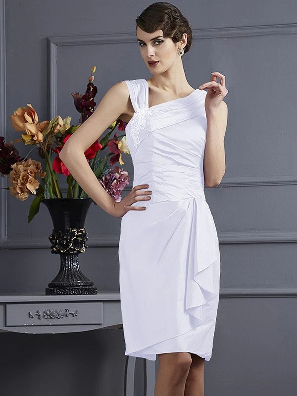 Charming Sleeveless Applique Short Taffeta Bridesmaid Dresses - Image 29
