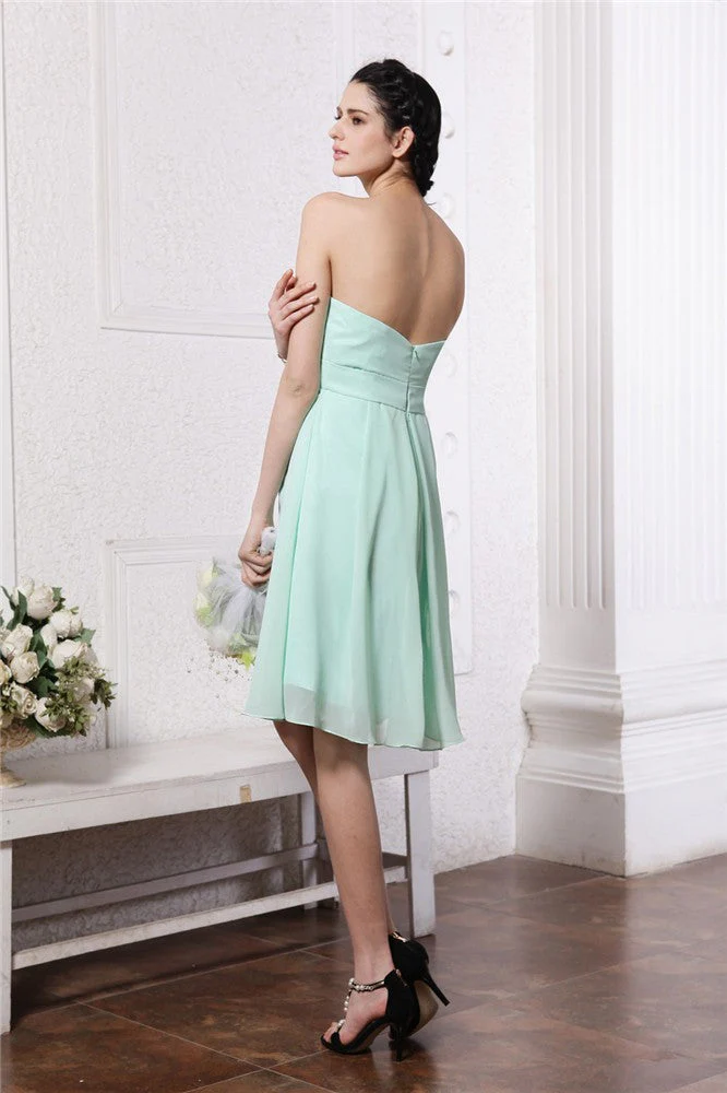 Charming Strapless Sleeveless Pleats Short Chiffon Bridesmaid Dresses - Image 30