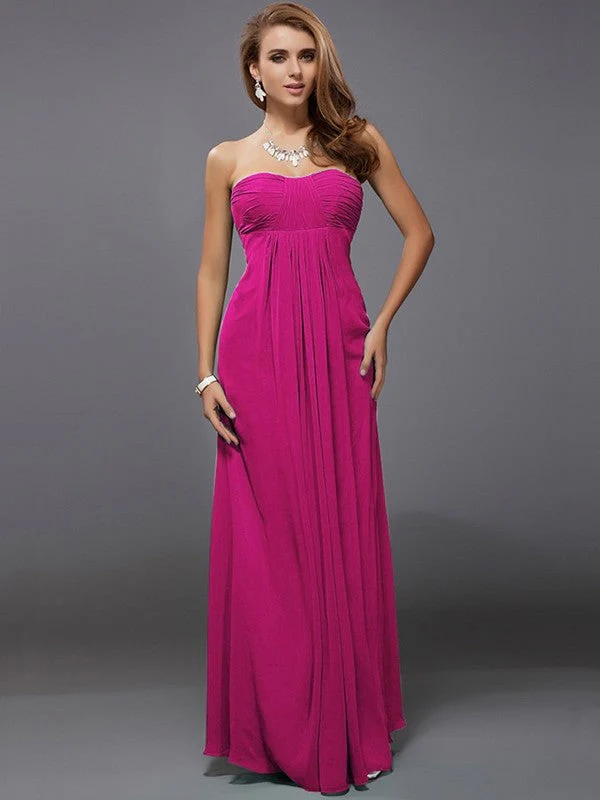 Charming Strapless Sleeveless Ruffles Long Chiffon Bridesmaid Dresses - Image 10