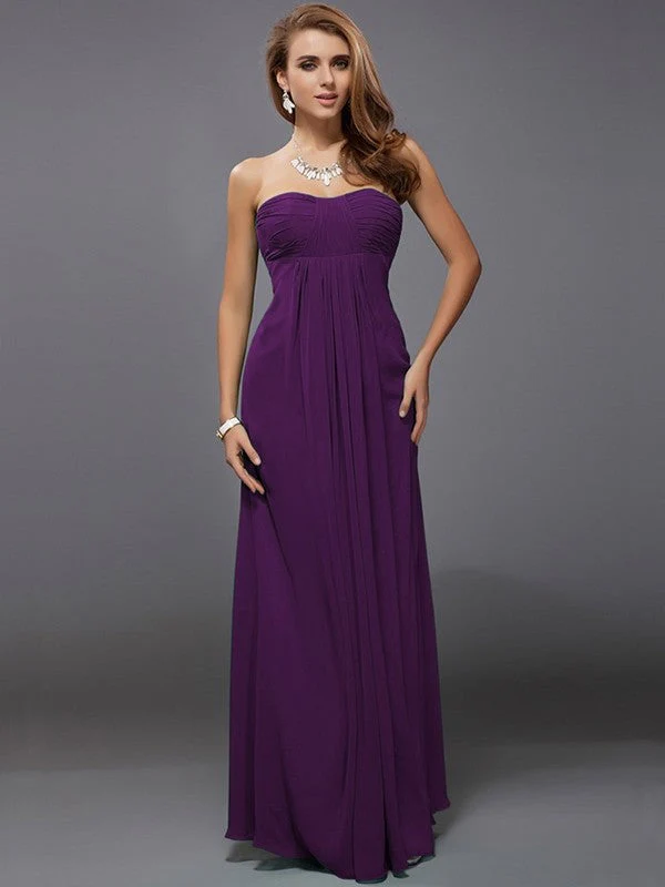 Charming Strapless Sleeveless Ruffles Long Chiffon Bridesmaid Dresses - Image 11