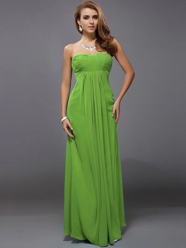 Charming Strapless Sleeveless Ruffles Long Chiffon Bridesmaid Dresses - Image 12