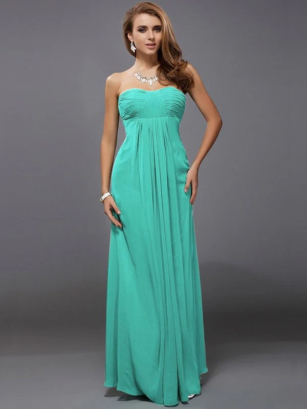 Charming Strapless Sleeveless Ruffles Long Chiffon Bridesmaid Dresses - Image 14