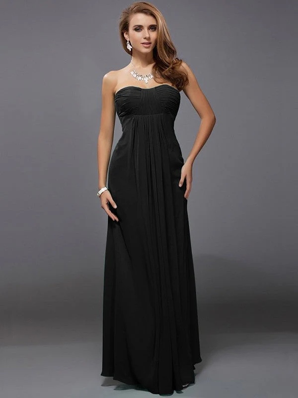 Charming Strapless Sleeveless Ruffles Long Chiffon Bridesmaid Dresses - Image 15