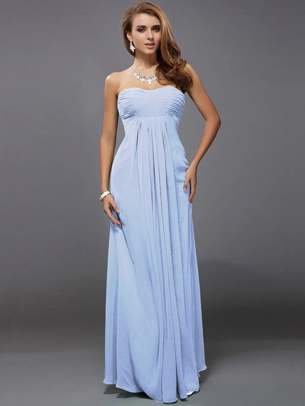 Charming Strapless Sleeveless Ruffles Long Chiffon Bridesmaid Dresses - Image 17