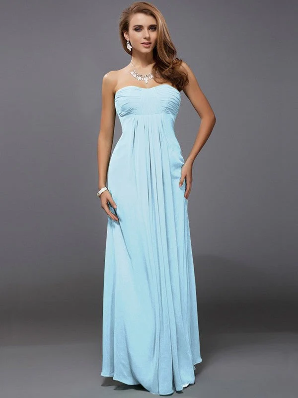 Charming Strapless Sleeveless Ruffles Long Chiffon Bridesmaid Dresses - Image 18