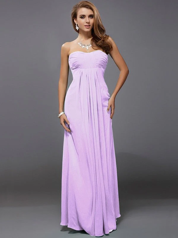 Charming Strapless Sleeveless Ruffles Long Chiffon Bridesmaid Dresses - Image 19