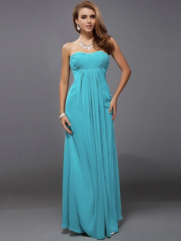 Charming Strapless Sleeveless Ruffles Long Chiffon Bridesmaid Dresses - Image 2