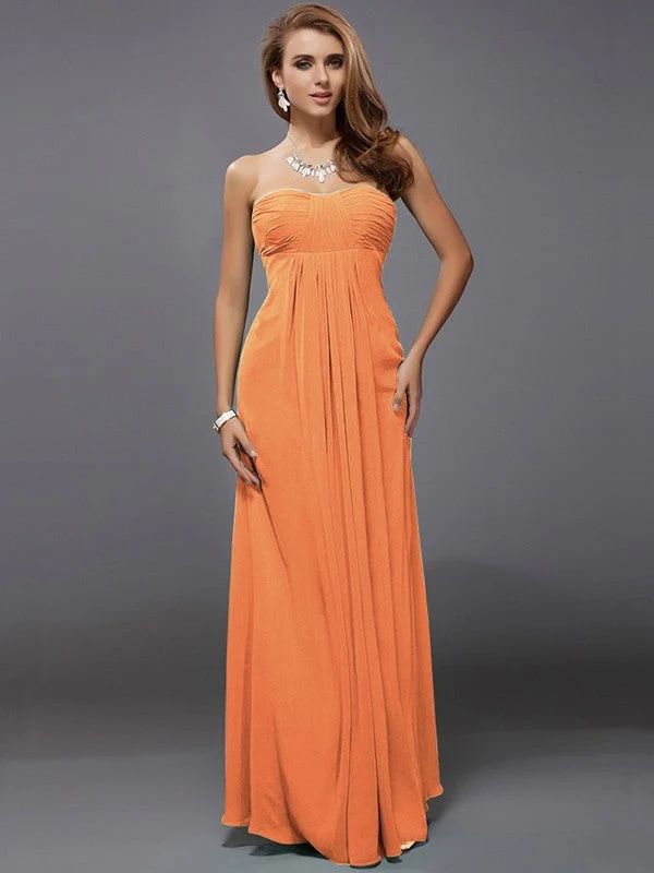 Charming Strapless Sleeveless Ruffles Long Chiffon Bridesmaid Dresses - Image 20