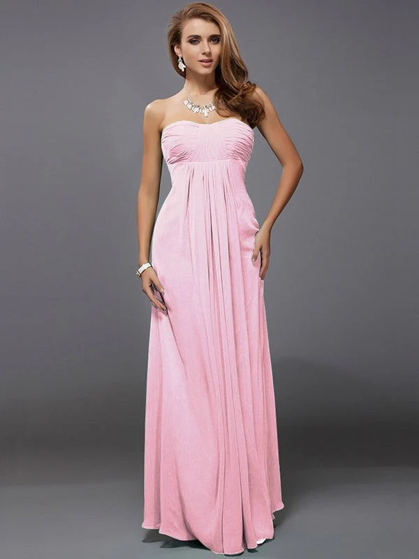 Charming Strapless Sleeveless Ruffles Long Chiffon Bridesmaid Dresses - Image 22