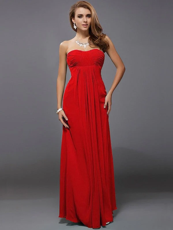 Charming Strapless Sleeveless Ruffles Long Chiffon Bridesmaid Dresses - Image 23