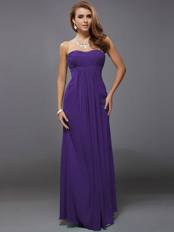 Charming Strapless Sleeveless Ruffles Long Chiffon Bridesmaid Dresses - Image 24