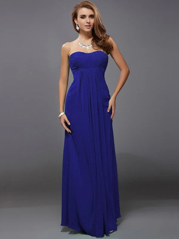 Charming Strapless Sleeveless Ruffles Long Chiffon Bridesmaid Dresses - Image 25
