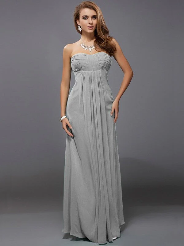 Charming Strapless Sleeveless Ruffles Long Chiffon Bridesmaid Dresses - Image 26