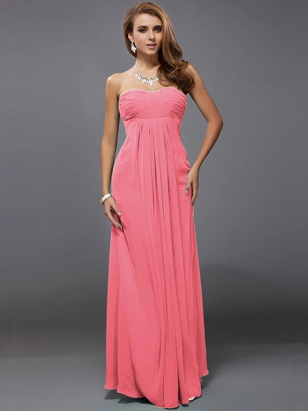 Charming Strapless Sleeveless Ruffles Long Chiffon Bridesmaid Dresses - Image 28