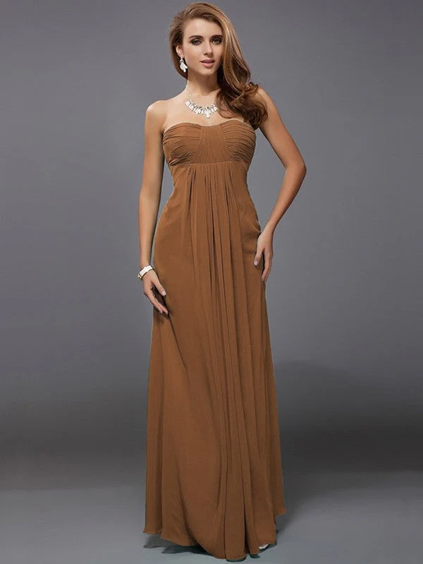 Charming Strapless Sleeveless Ruffles Long Chiffon Bridesmaid Dresses - Image 3