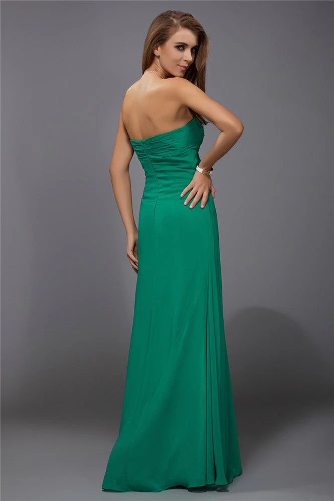 Charming Strapless Sleeveless Ruffles Long Chiffon Bridesmaid Dresses - Image 30