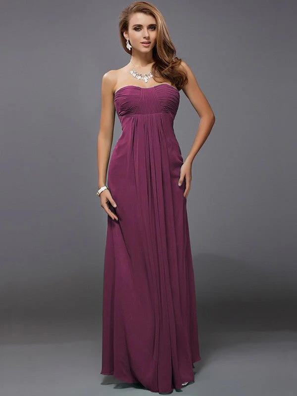 Charming Strapless Sleeveless Ruffles Long Chiffon Bridesmaid Dresses - Image 4