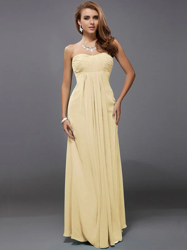 Charming Strapless Sleeveless Ruffles Long Chiffon Bridesmaid Dresses - Image 5