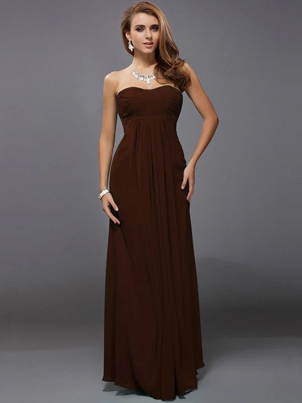 Charming Strapless Sleeveless Ruffles Long Chiffon Bridesmaid Dresses - Image 6