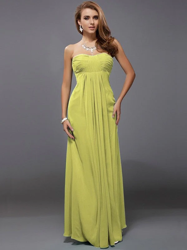 Charming Strapless Sleeveless Ruffles Long Chiffon Bridesmaid Dresses - Image 7