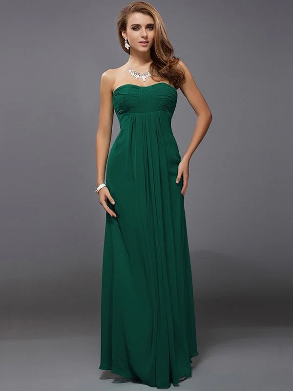 Charming Strapless Sleeveless Ruffles Long Chiffon Bridesmaid Dresses - Image 8