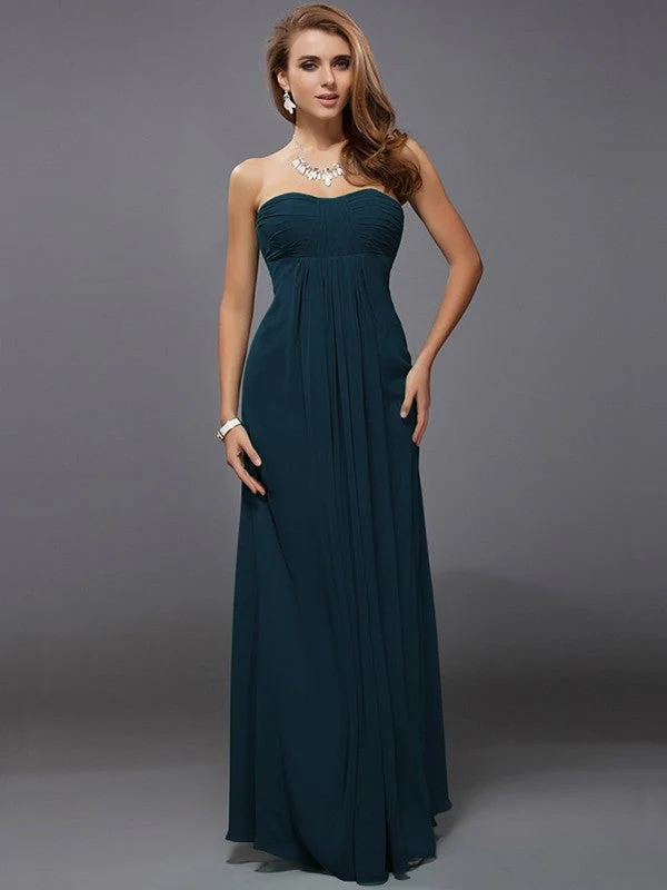 Charming Strapless Sleeveless Ruffles Long Chiffon Bridesmaid Dresses - Image 9