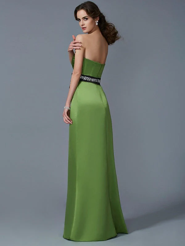 Charming Strapless Sleeveless Sash/Ribbon/Belt Long Satin Bridesmaid Dresses - Image 2