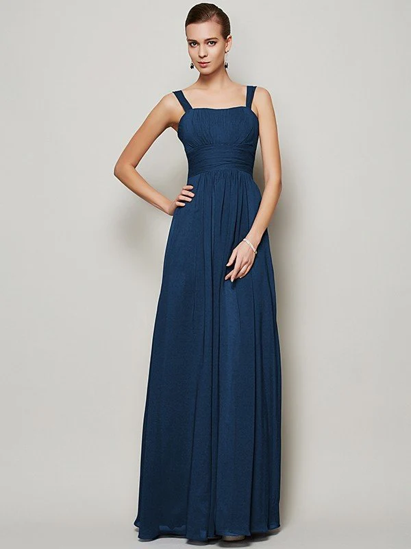Charming Straps Sleeveless Pleats Long Chiffon Bridesmaid Dresses - Image 10